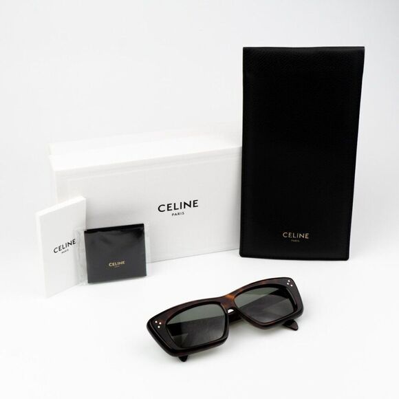 NEW Celine CL40259I 52N Havana Green Rectangle Unisex Sunglasses CL 40259I